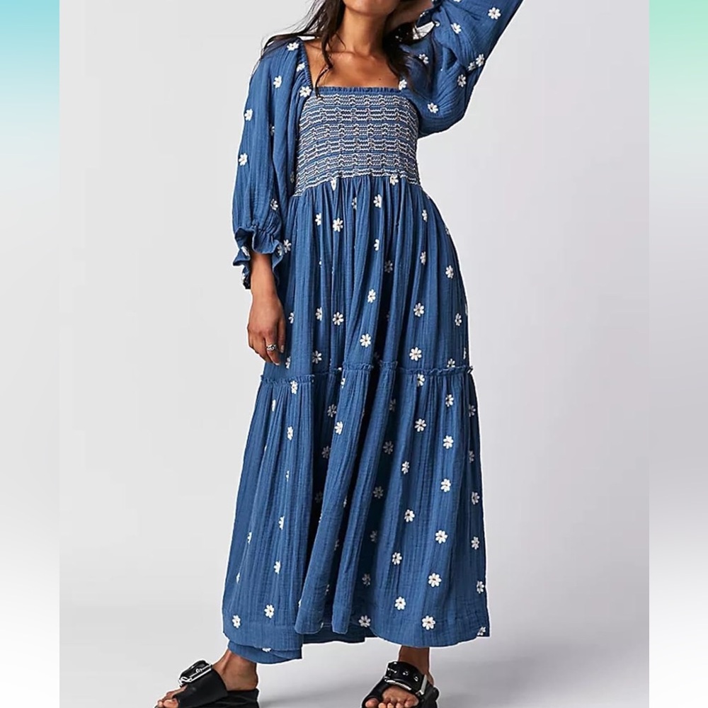 Flower Embroidered Maxi Dress